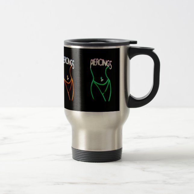 Taza De Viaje Piercings Neon Ladies Silhouettes (Viaje) Mug (Derecha)