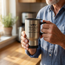 Taza De Viaje Piloto de Aviación Personalizado Capitán Nombre Ju