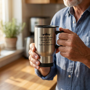 Taza De Viaje Piloto de Aviación Personalizado Capitán Nombre Ju