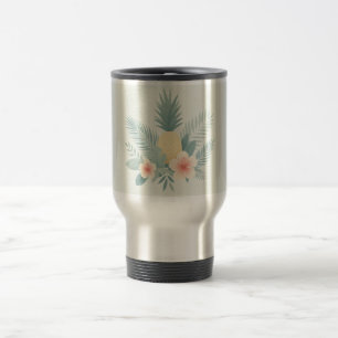 Taza De Viaje Piña floral y Hawaiana