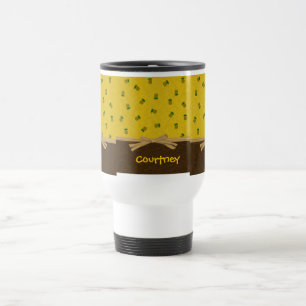 Taza De Viaje Piñas y arte del Hawaiian de Brown de la mirada