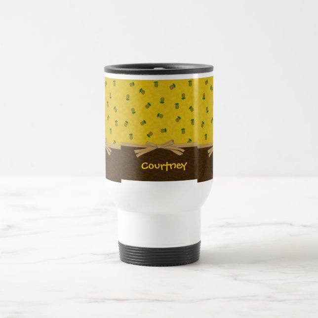 Taza De Viaje Piñas y arte del Hawaiian de Brown de la mirada (Centro)