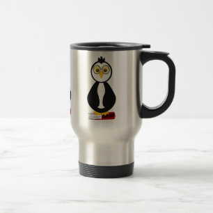 Taza De Viaje Pingüino Cute Nerdy Bookworm
