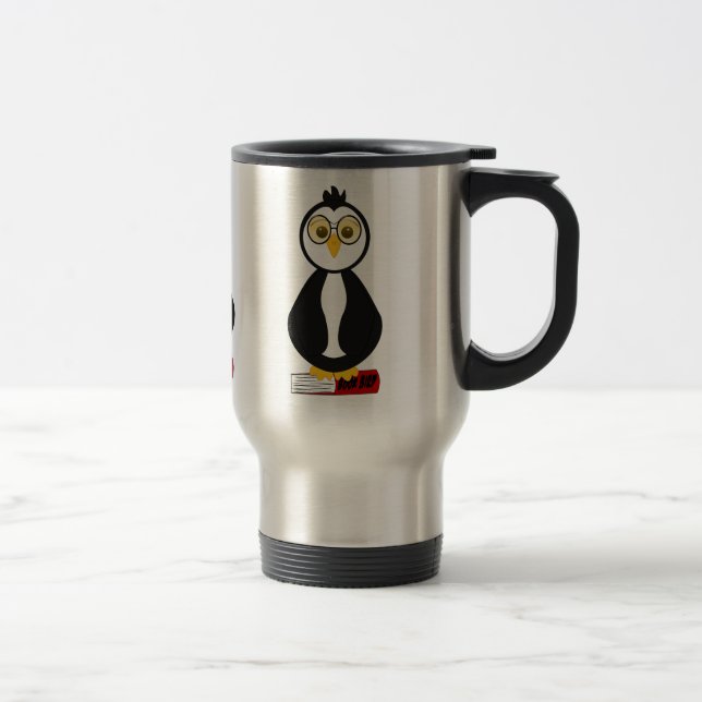 Taza De Viaje Pingüino Cute Nerdy Bookworm (Derecha)