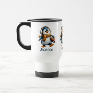 Taza De Viaje Pingüino de fútbol de invierno personalizado para 