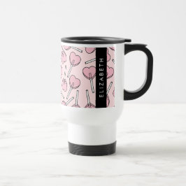 Taza De Viaje Pink Lollipops, Heart Lollipops, Lolly, Your Name