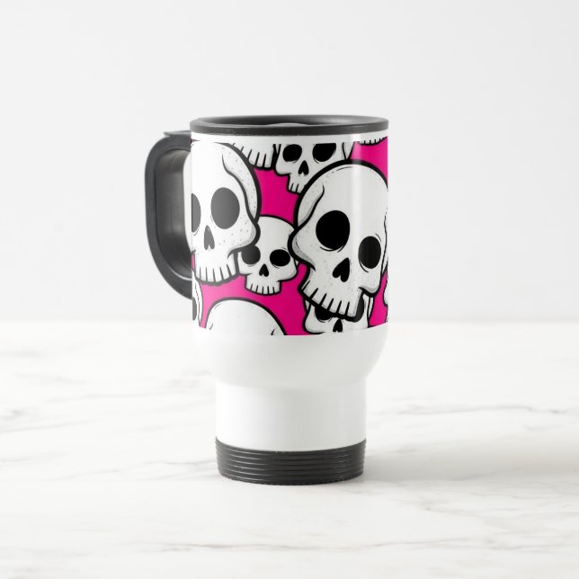 Taza De Viaje Pink Skull Pattern Travel/Commuter Mug (Anverso izquierdo)