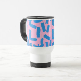 Taza De Viaje Pink with Blue Brushstroke Pattern
