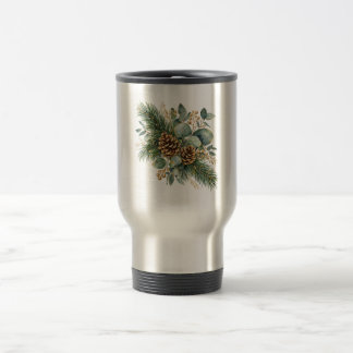 Taza De Viaje Pino de media luna de invierno y eucalipto