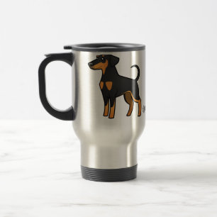 Taza De Viaje Pinscher del Doberman del dibujo animado (oídos