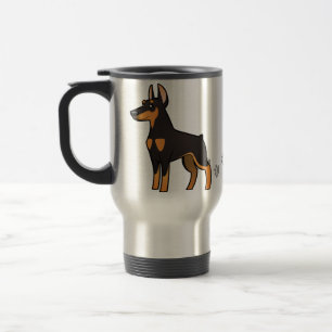 Taza De Viaje Pinscher del Doberman del dibujo animado (oídos