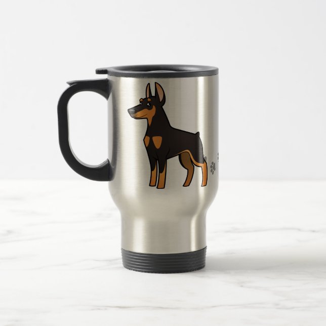Taza De Viaje Pinscher del Doberman del dibujo animado (oídos (Izquierda)