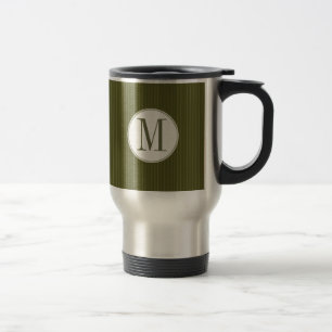 Taza De Viaje Pinstripe de oliva monogramo