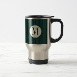 Taza De Viaje Pinstripe Verde azulada oscura Monograma único