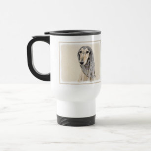Taza De Viaje Pintado Saluki (Amanecer) - Arte Perro Original Cu