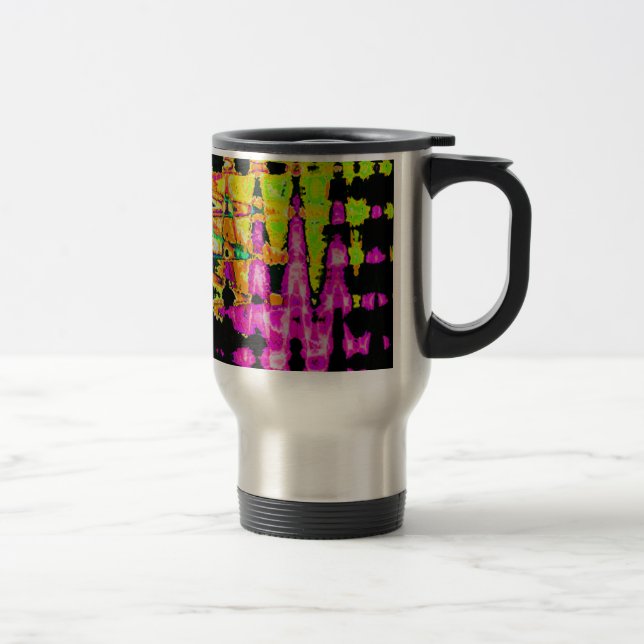 Taza De Viaje Pintura acuarela única: púrpura, negra y lima (Derecha)