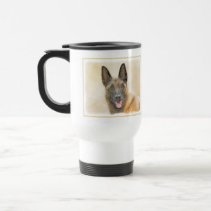 Taza De Viaje Pintura belga malinois - Arte de perro original