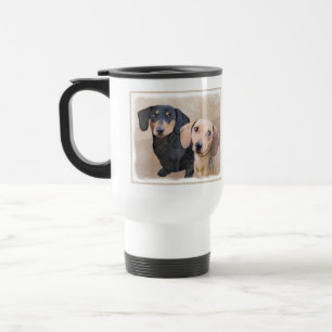 Taza De Viaje Pintura Dachshund (suave) - Arte Perro Original