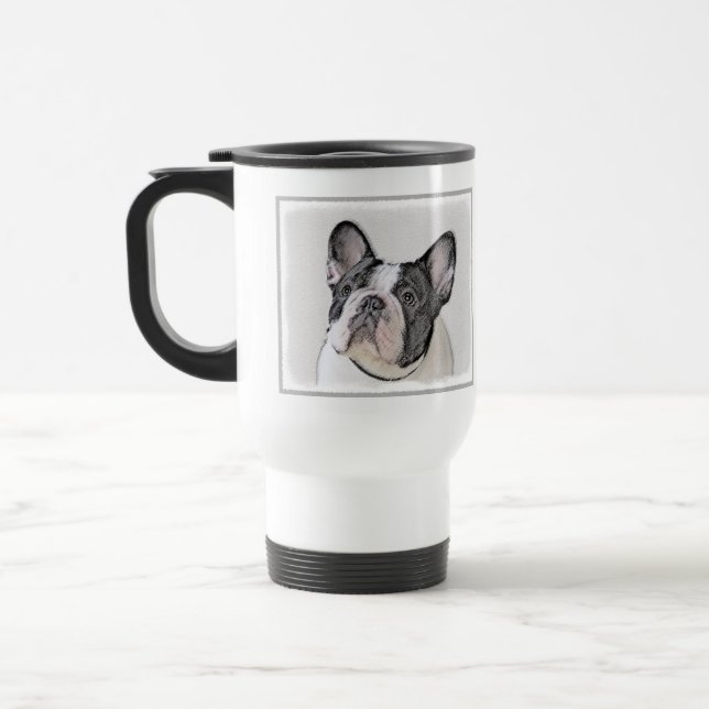 Taza De Viaje Pintura de Bulldog francés (Brindle Pied) - Arte d (Izquierda)