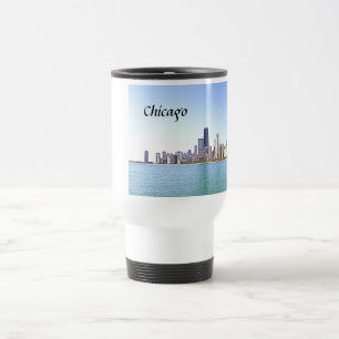 Taza De Viaje Pintura de CHicago con pincel de aire digital
