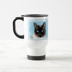Taza De Viaje Pintura de gatos siamesa - Arte de gatos original 