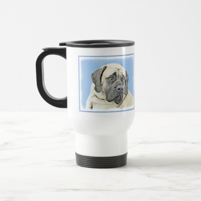 Taza De Viaje Pintura de malvado inglés (Fawn) - Arte de perro o (Izquierda)