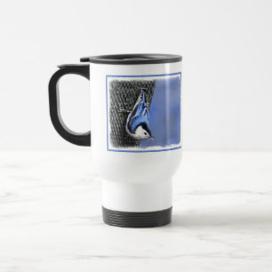 Taza De Viaje Pintura de nueces de paja blanca original arte de