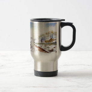 Taza De Viaje Pintura de paisaje en acuarela de calle invernal