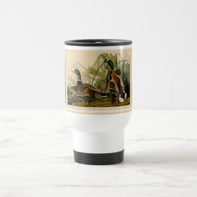 Taza De Viaje Pintura de pájaro de Mallard Duck Audubon (Centro)