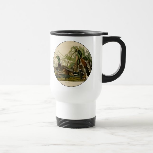 Taza De Viaje Pintura de pájaro de Mallard Duck Audubon (Derecha)