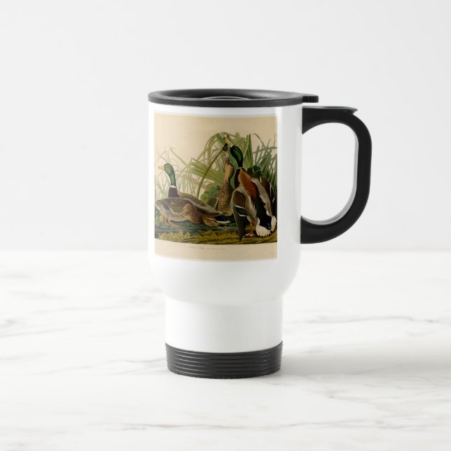 Taza De Viaje Pintura de pájaro de Mallard Duck Audubon (Derecha)