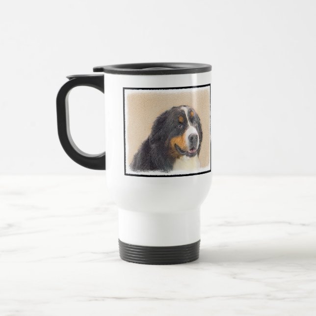 Taza De Viaje Pintura de perro de montaña de Bernese - Arte de p (Izquierda)
