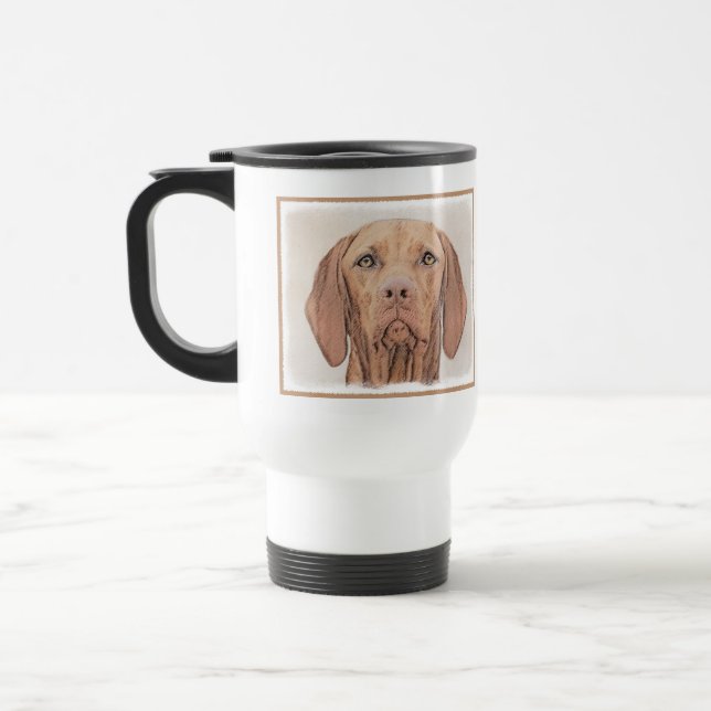 Taza De Viaje Pintura de Vizsla - Arte Perro Original. (Izquierda)