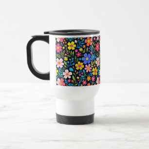 Taza De Viaje Pintura digital floral patrón de flores