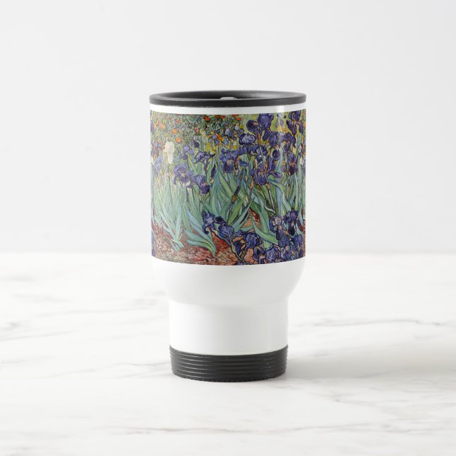 Taza De Viaje Pintura impresionista de Van Gogh Irises (Centro)
