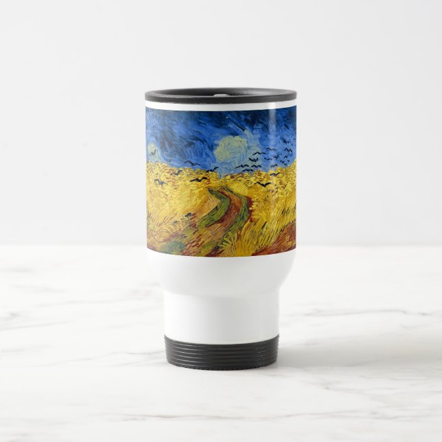 Taza De Viaje Pintura impresionista de Van Gogh Wheat Fields