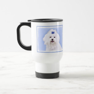Taza De Viaje Pintura maltesa - Arte de perro original muy lindo