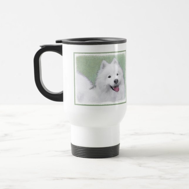Taza De Viaje Pintura Samoyed - Arte Perro Original Cuto (Izquierda)
