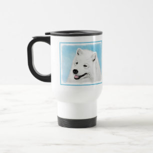 Taza De Viaje Pintura Samoyed - Arte Perro Original Cuto