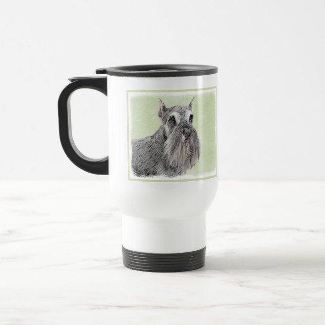 Taza De Viaje Pintura Schnauzer (gigante, estándar) - Arte de pe (Izquierda)