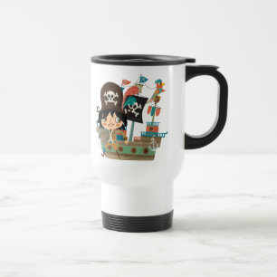 Taza De Viaje Pirata y barco pirata