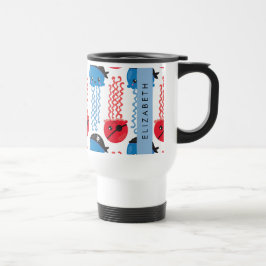 Taza De Viaje Pirate Jellyfish, patrón de medusas, tu nombre