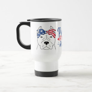 Taza De Viaje Pitbull Mamá Bandera Patriótica Americana Pit Bull