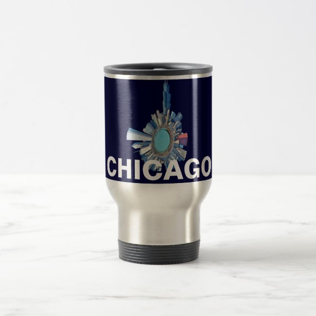 Taza De Viaje planeta del horizonte de Chicago (Centro)