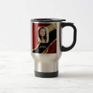 Taza De Viaje Plantilla de foto de damasco rojo