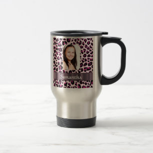 Taza De Viaje Plantilla de foto de impresión de leopardo rosa