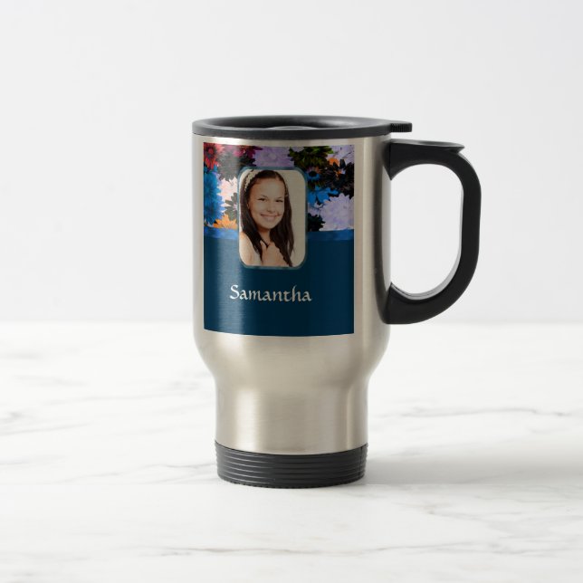 Taza De Viaje Plantilla de foto floral personalizada (Derecha)