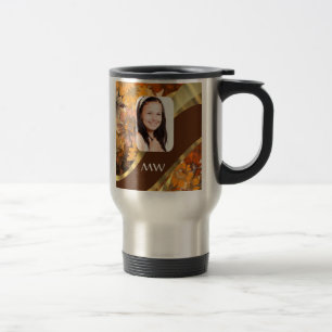 Taza De Viaje Plantilla de fotografía floral marrón