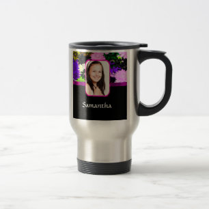 Taza De Viaje Plantilla de fotografía floral multicolor