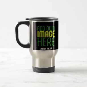 TAZA DE VIAJE PLANTILLA DE TEXTO DE IMAGEN NEGRA SENCILLA EDITAB